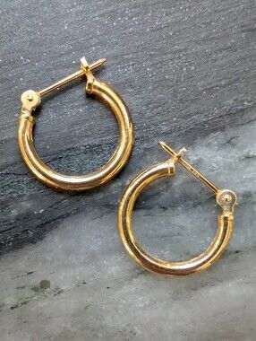 Vtg 14k Gold Small Hoop Earrings